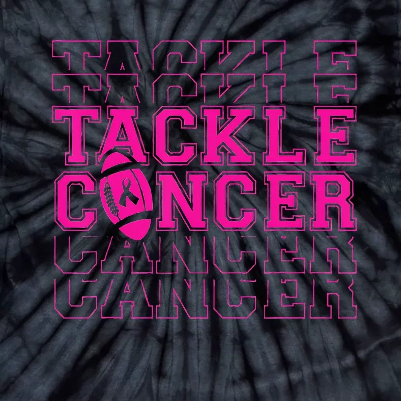 Tackle Football Ribbon Breast Cancer Awareness Tie-Dye T-Shirt