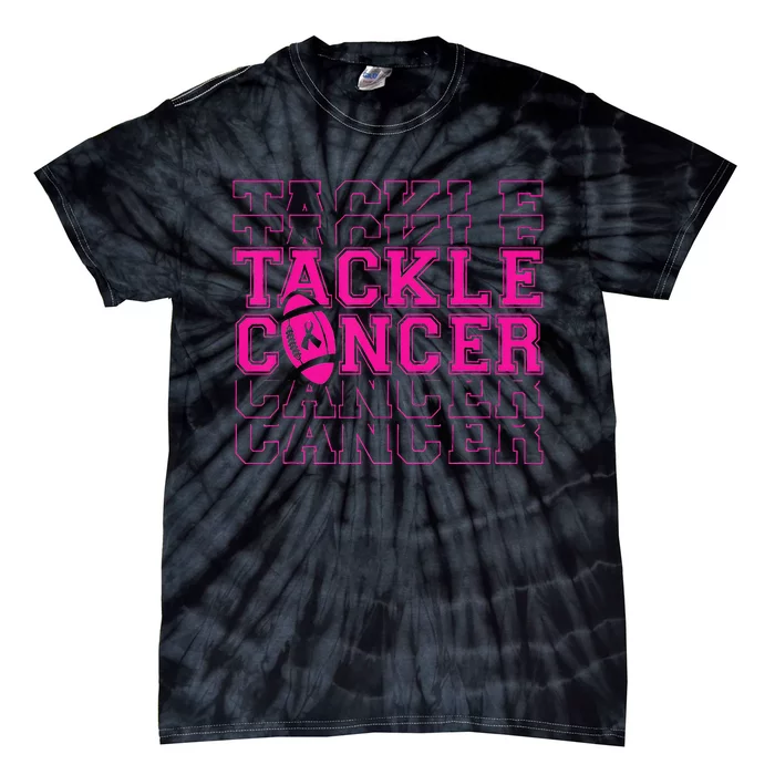 Tackle Football Ribbon Breast Cancer Awareness Tie-Dye T-Shirt