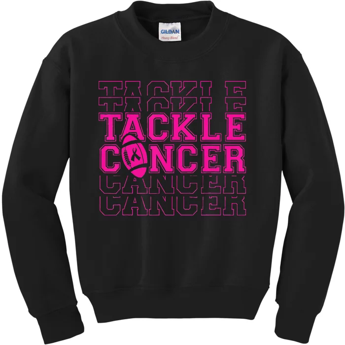 Tackle Football Ribbon Breast Cancer Awareness Kids Sweatshirt