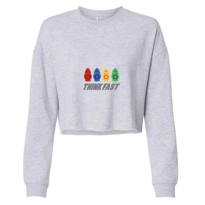 Think Fast Robots Cropped Pullover Crew