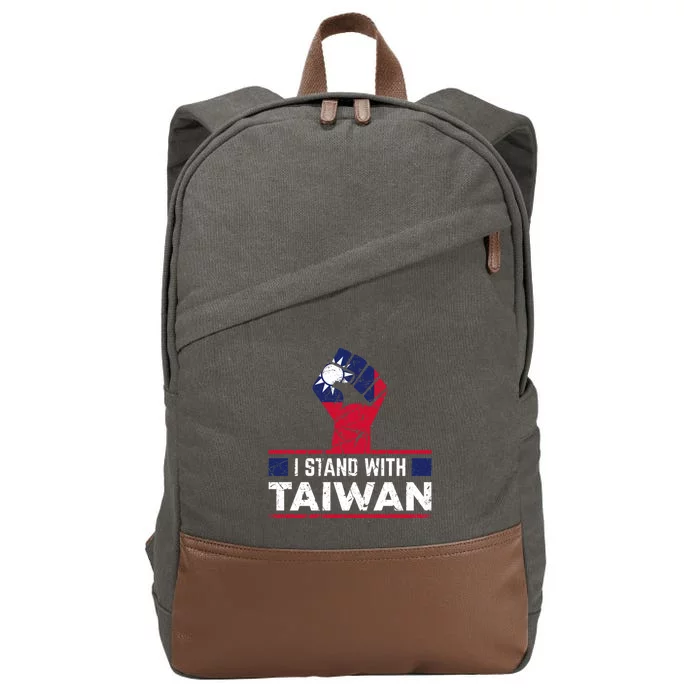 Taiwanese Flag Raised Fist I Stand With Taiwan Vintage Funny Gift Cotton Canvas Backpack