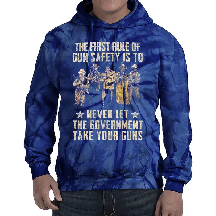 The First Rule Of Gun Safety (On Back) Tie Dye Hoodie