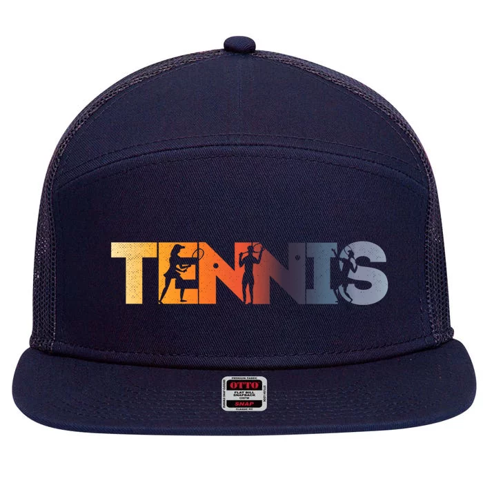 Tennis Funny Retro Vintage Lettering Design Tennis Love Great Gift 7 Panel Mesh Trucker Snapback Hat