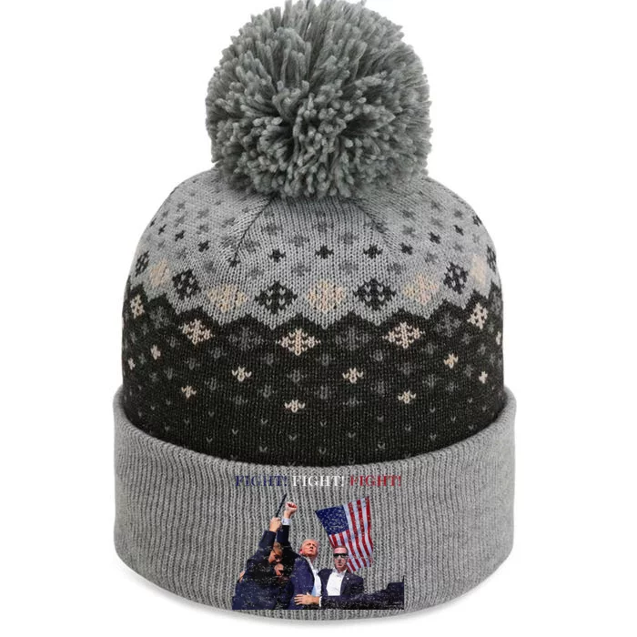 Trump Fight Red White Blue Vintage Style The Baniff Cuffed Pom Beanie