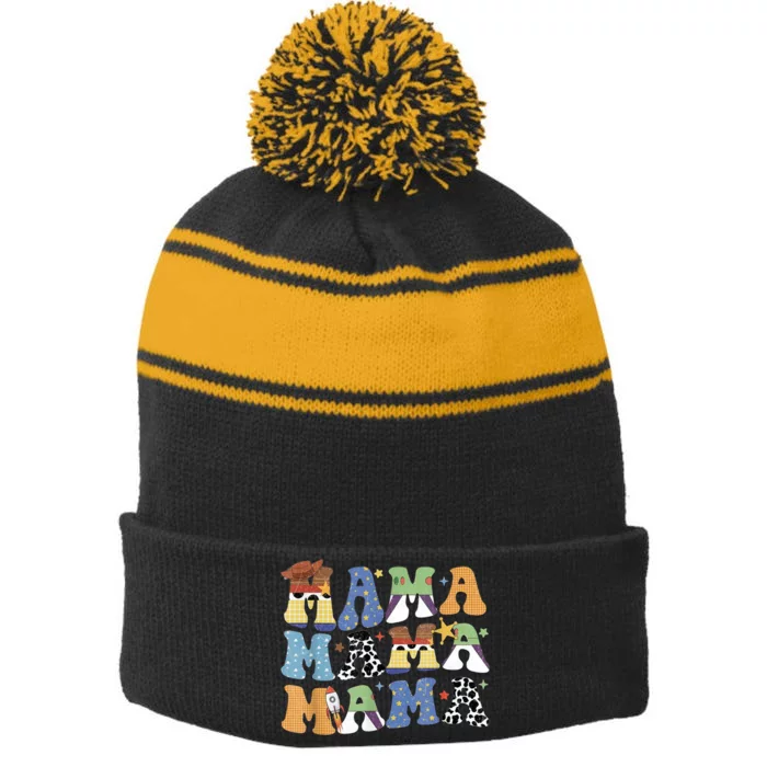 Toy Funny Story Mama Boy Mom Mothers Day Tee For Womens Stripe Pom Pom Beanie