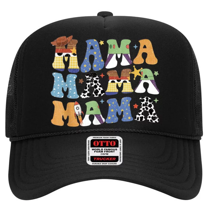 Toy Funny Story Mama Boy Mom Mothers Day Tee For Womens High Crown Mesh Trucker Hat