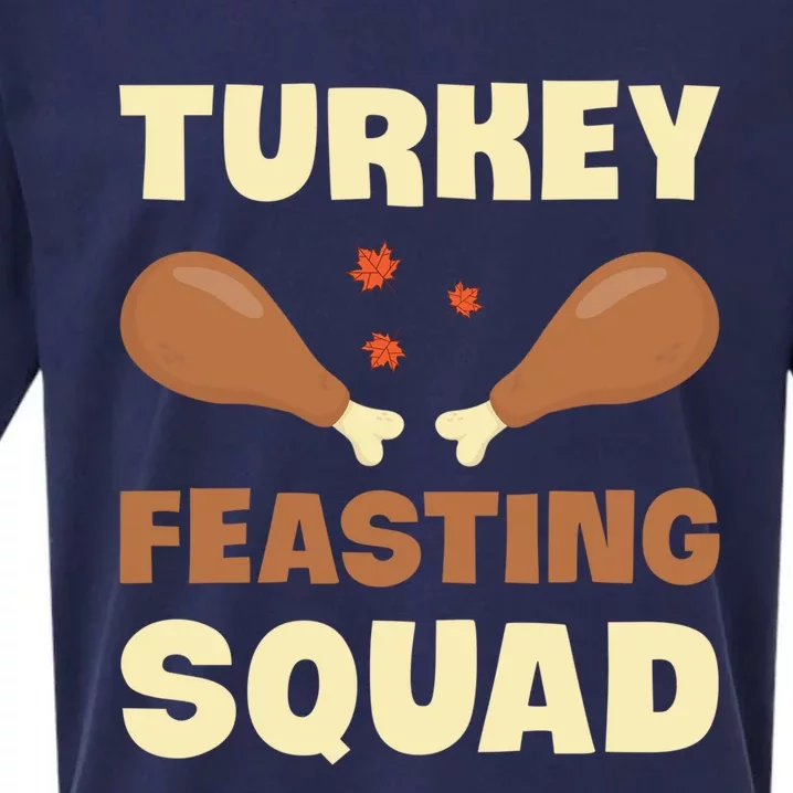 Turkey Feasting Squad Funny Thanksgiving Gift Sueded Cloud Jersey T-Shirt