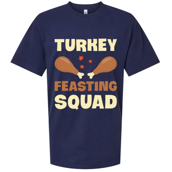 Turkey Feasting Squad Funny Thanksgiving Gift Sueded Cloud Jersey T-Shirt