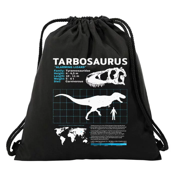 Tarbosaurus fact sheet Dinosaur Facts Drawstring Bag