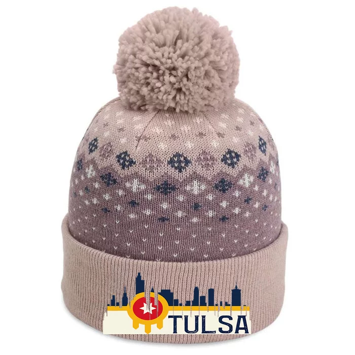 Tulsa Flag Skyline The Baniff Cuffed Pom Beanie