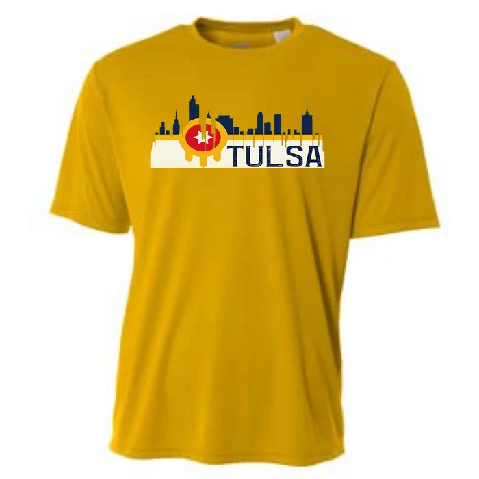 Tulsa Flag Skyline Cooling Performance Crew T-Shirt