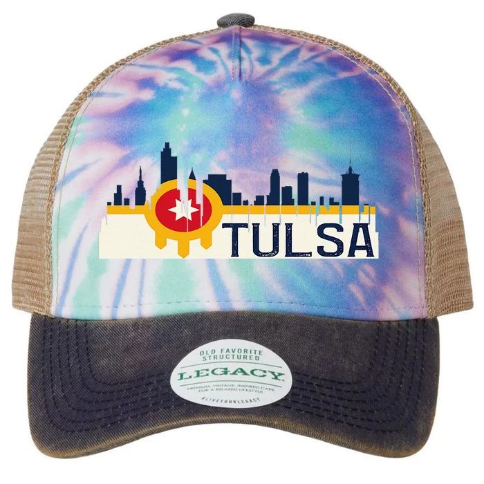 Tulsa Flag Skyline Legacy Tie Dye Trucker Hat