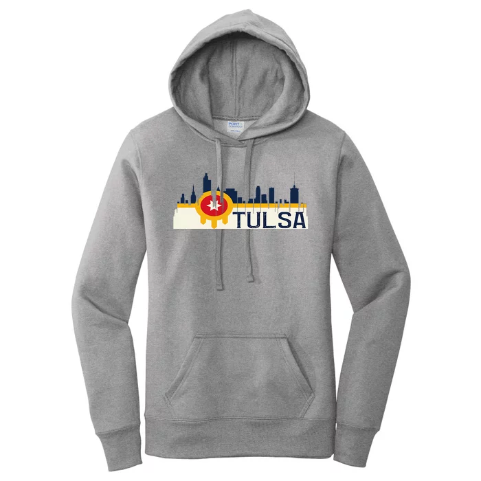 Tulsa Flag Skyline Women's Pullover Hoodie