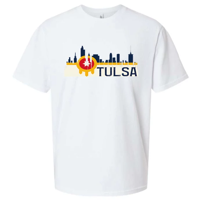 Tulsa Flag Skyline Sueded Cloud Jersey T-Shirt