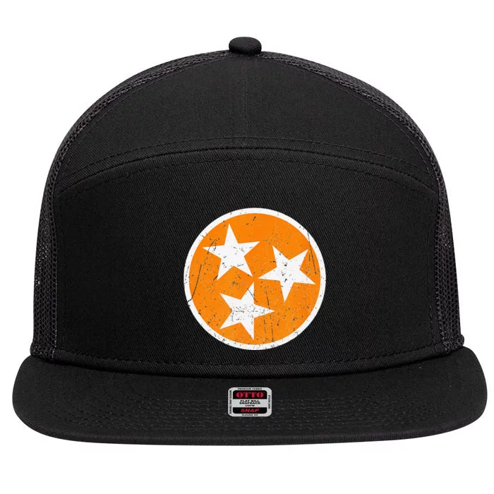 Tennessee Flag State Vintage Style 7 Panel Mesh Trucker Snapback Hat