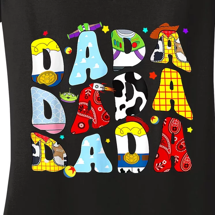 Toy Funny Story Dada Boy Dad Fathers Day For Women's V-Neck T-Shirt