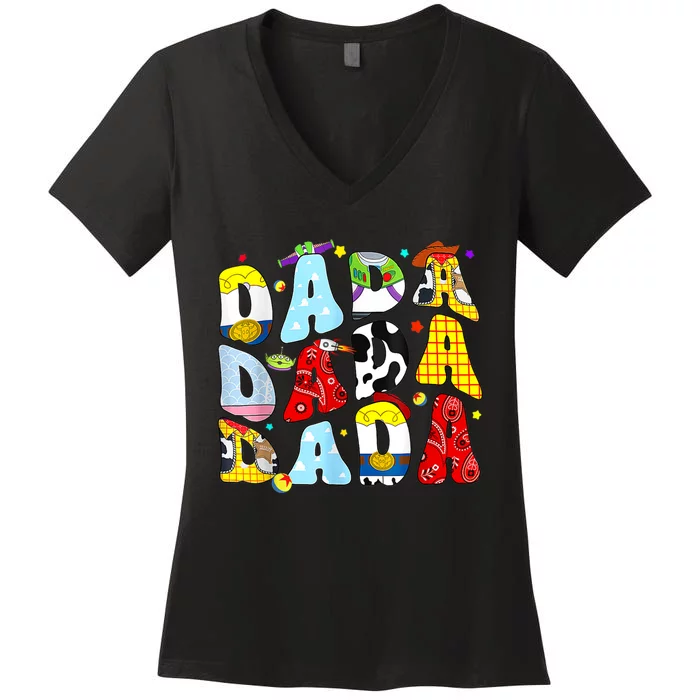 Toy Funny Story Dada Boy Dad Fathers Day For Women's V-Neck T-Shirt