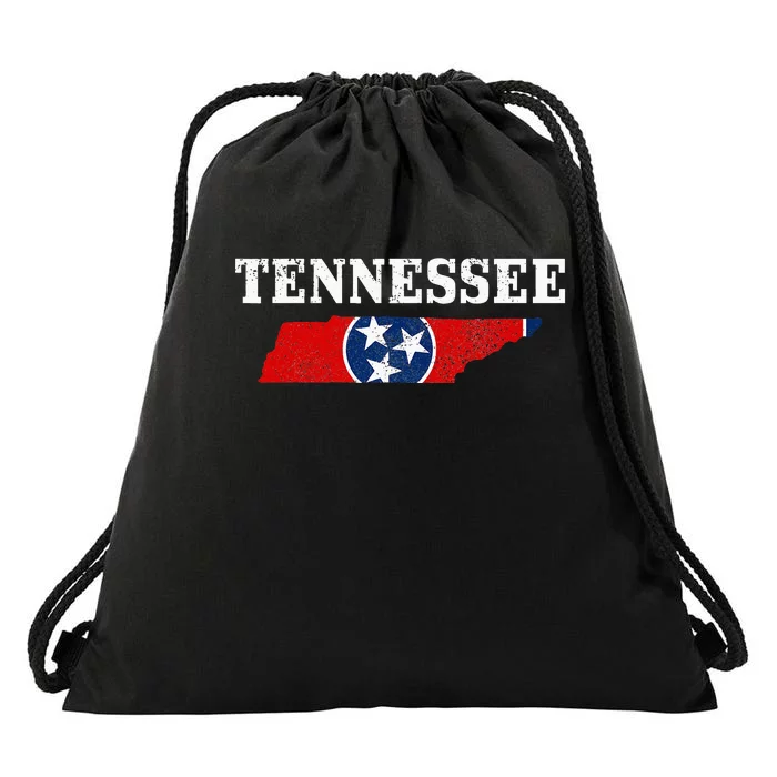 Tennessee Flag State Map Pride Vintage Nashville TN Drawstring Bag