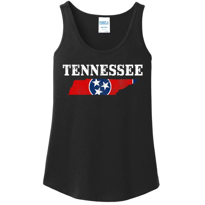 Tennessee Flag State Map Pride Vintage Nashville TN Ladies Essential Tank