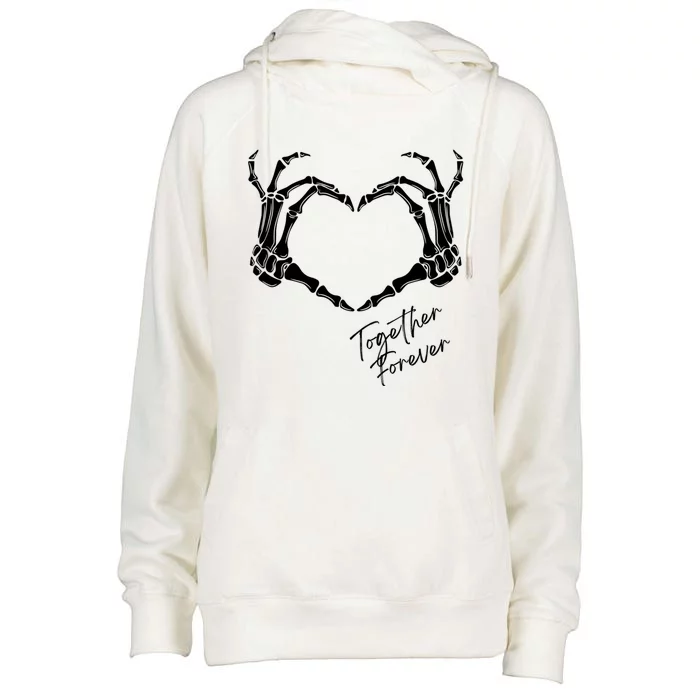 Together Forever Skeleton Heart Hands Gift Womens Funnel Neck Pullover Hood