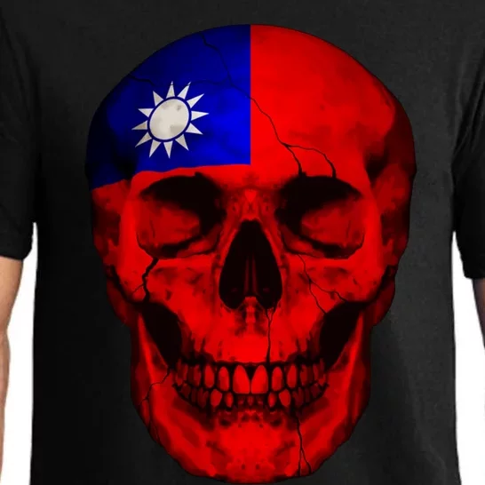 Taiwan Flag Skull Taiwanese Roots Proud Patriotic Gift Pajama Set