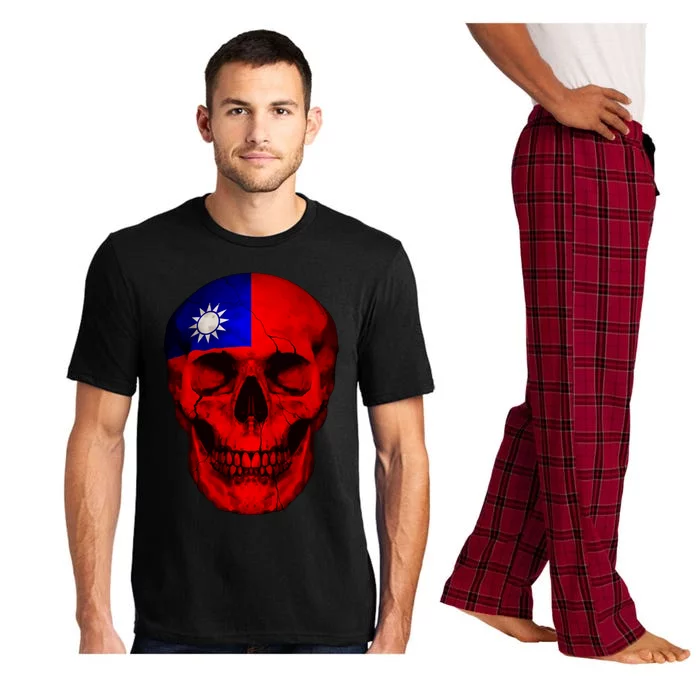 Taiwan Flag Skull Taiwanese Roots Proud Patriotic Gift Pajama Set