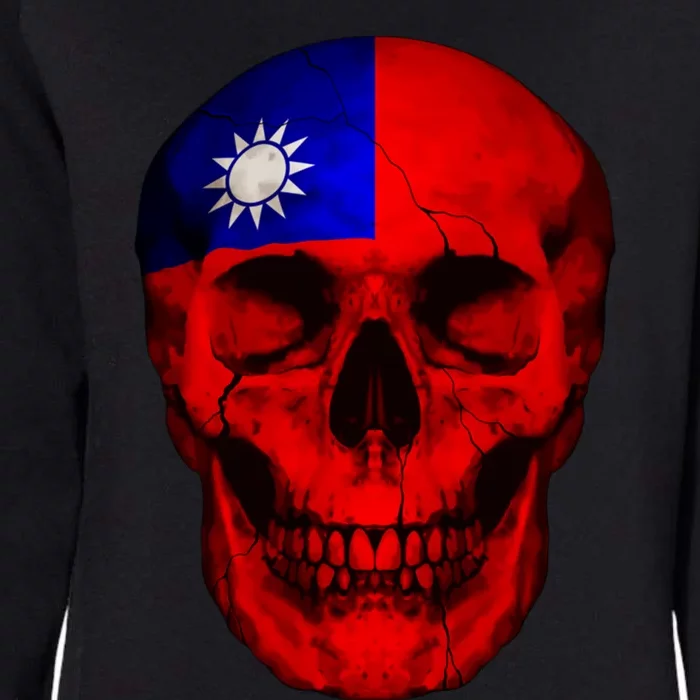 Taiwan Flag Skull Taiwanese Roots Proud Patriotic Gift Womens California Wash Sweatshirt