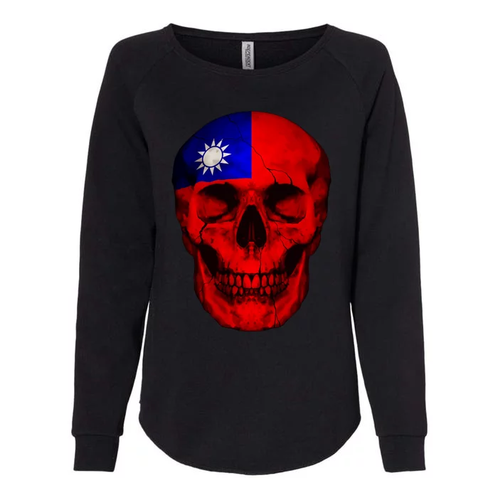 Taiwan Flag Skull Taiwanese Roots Proud Patriotic Gift Womens California Wash Sweatshirt