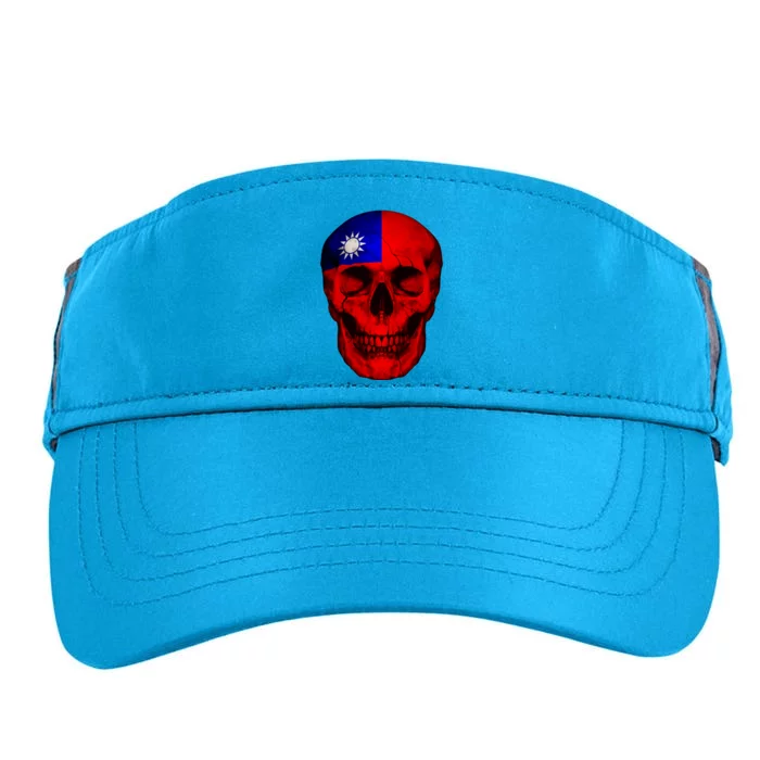 Taiwan Flag Skull Taiwanese Roots Proud Patriotic Gift Adult Drive Performance Visor