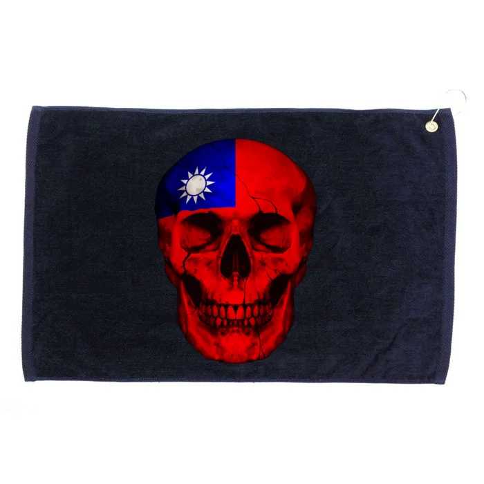 Taiwan Flag Skull Taiwanese Roots Proud Patriotic Gift Grommeted Golf Towel