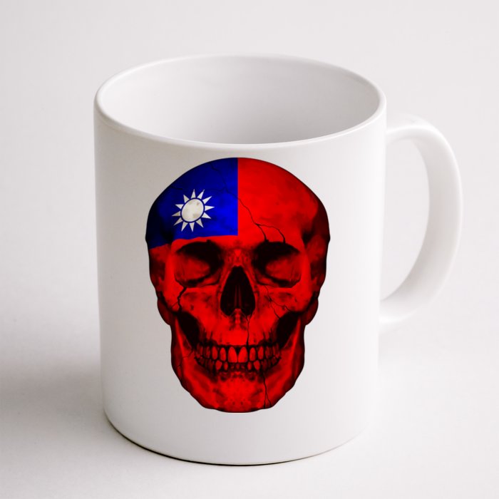 Taiwan Flag Skull Taiwanese Roots Proud Patriotic Gift Front & Back Coffee Mug