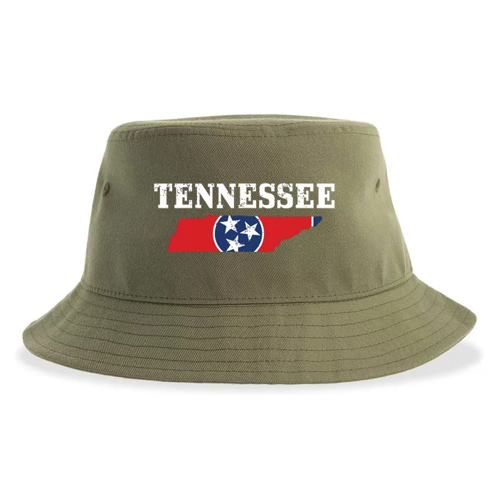 Tennessee Flag State Map Pride Vintage Nashville Tn Sustainable Bucket Hat