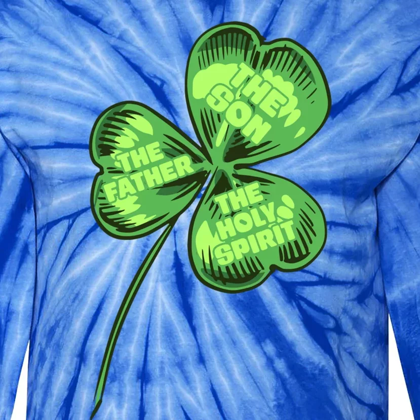 The Father Son Holy Spirit Shamrock St Patrick Day Gift Tie-Dye Long Sleeve Shirt