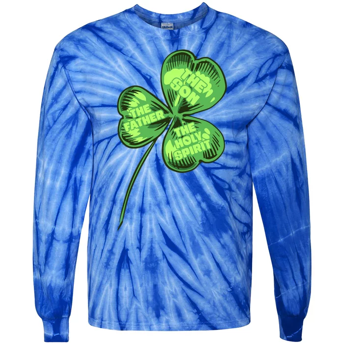 The Father Son Holy Spirit Shamrock St Patrick Day Gift Tie-Dye Long Sleeve Shirt