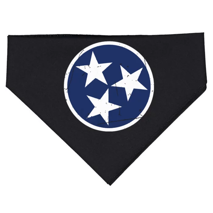 Tennessee Flag State Vintage Style USA-Made Doggie Bandana