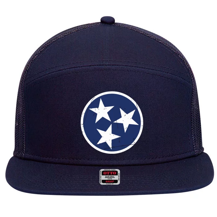 Tennessee Flag State Vintage Style 7 Panel Mesh Trucker Snapback Hat