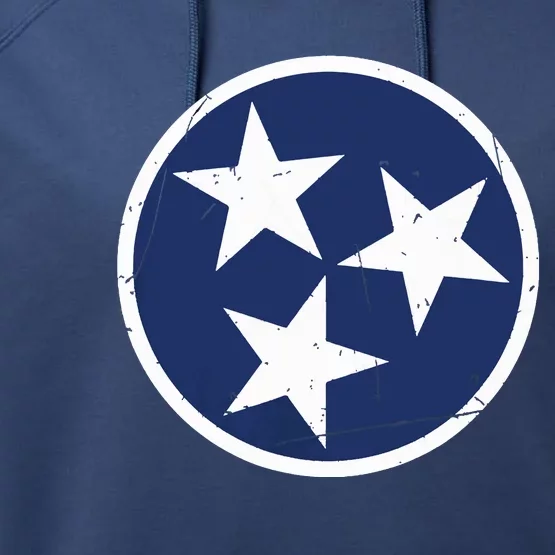 Tennessee Flag State Vintage Style Performance Fleece Hoodie