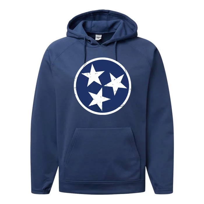 Tennessee Flag State Vintage Style Performance Fleece Hoodie