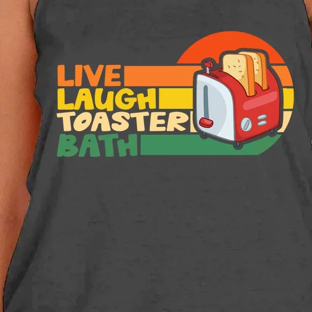 Trendy & Funny Saying Live Laugh Toaster Bath Inspirational Women's Knotted Racerback Tank