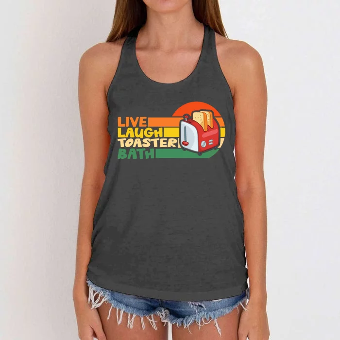 Trendy & Funny Saying Live Laugh Toaster Bath Inspirational Women's Knotted Racerback Tank