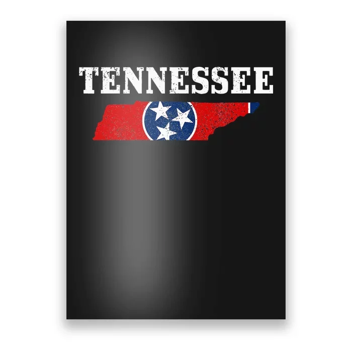 Tennessee Flag State Map Pride Vintage Nashville TN Poster