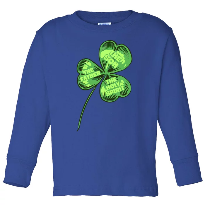 The Father Son Holy Spirit Shamrock St Patrick Day Gift Toddler Long Sleeve Shirt