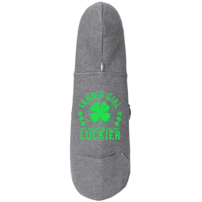 Tennis Funny St Patrick's Day Female Tennis Player Funny Gift Doggie 3-End Fleece Hoodie