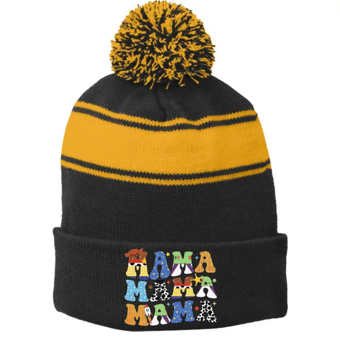 Toy Funny Story Mama Boy Mom MotherS Day Stripe Pom Pom Beanie