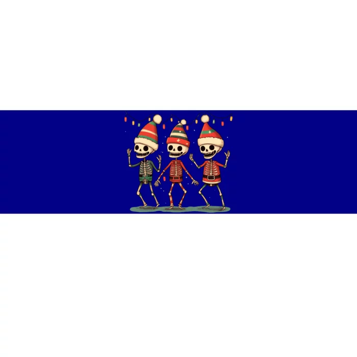 Three Funny Skeletons Dancing Christmas Tree Light Cute Xmas Gift Bumper Sticker