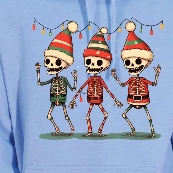 Three Funny Skeletons Dancing Christmas Tree Light Cute Xmas Gift Unisex Surf Hoodie