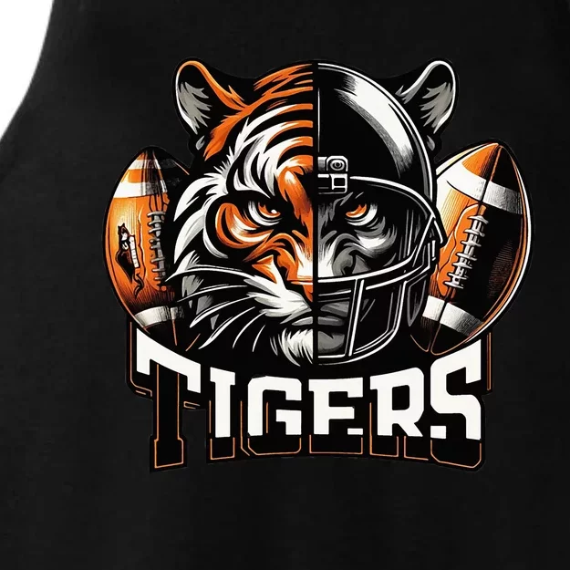 Tigers Football School Sports Fan Team Spirit Graphic Ladies Tri-Blend Wicking Tank