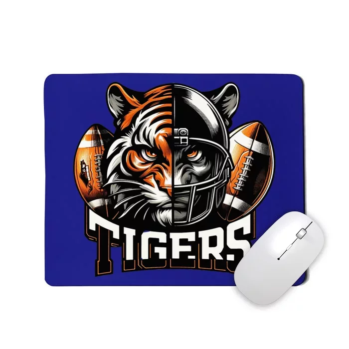 Tigers Football School Sports Fan Team Spirit Graphic Mousepad