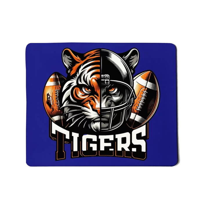 Tigers Football School Sports Fan Team Spirit Graphic Mousepad