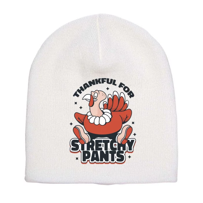 Thankful For Stretchy Pants Funny Turkey Short Acrylic Beanie